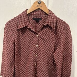 VINTAGE Abercrombie & Fitch Shirt Womens Large L Long Sleeve Button Up Red